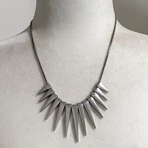 Silver Spike Rebel Rocker Edgy Grunge Punk Statement Party Necklace
